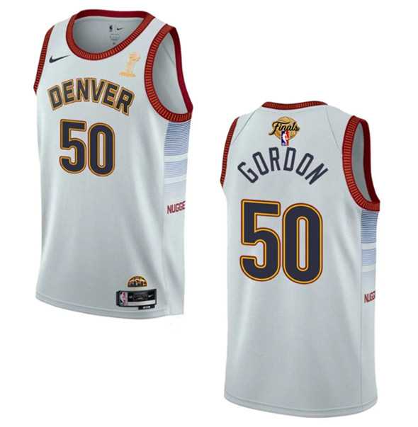 Mens Denver Nuggets #50 Aaron Gordon White 2023 Finals Champions Icon Edition Stitched Basketball Jersey->denver nuggets->NBA Jersey